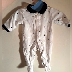 Jacadi White and Navy Footed One Piece